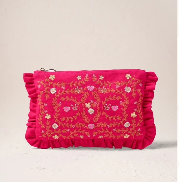 Elizabeth Scarlett Handbags - Elizabeth Scarlett Embroidered Frill Pouch